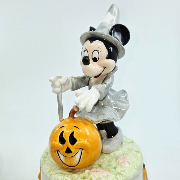 Mickey & Minnie Mouse Halloween Rotating Music Boxes With Jack-O-Lanterns & Spoo - Picture 9 of 10